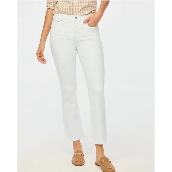 NWT J.Crew Flare Crop Signature Stretch Jean In White Size 31 - Picture 1 of 8